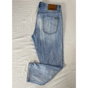 Volcom Vorta Slim Straight Stretch Denim Skate Jeans. Light Wash, Men's 33X27.